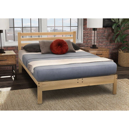 King size Solid Wood Platform Bed Frame with Slatted Headboard - Made in USA by HomePacific