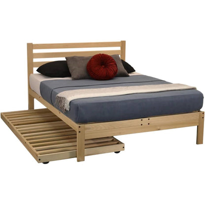 King size Solid Wood Platform Bed Frame with Slatted Headboard - Made in USA by HomePacific