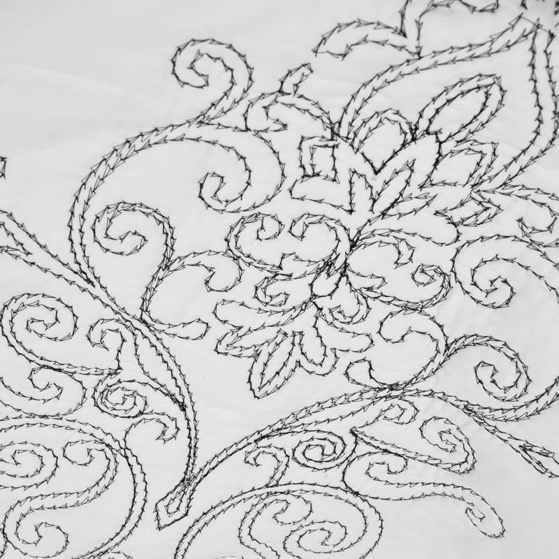 King size White Damask Embroidered 4 Piece Oversized Bedspread Set by HomePacific