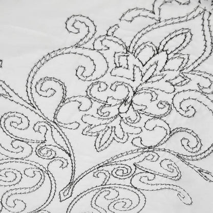 King size White Damask Embroidered 4 Piece Oversized Bedspread Set by HomePacific