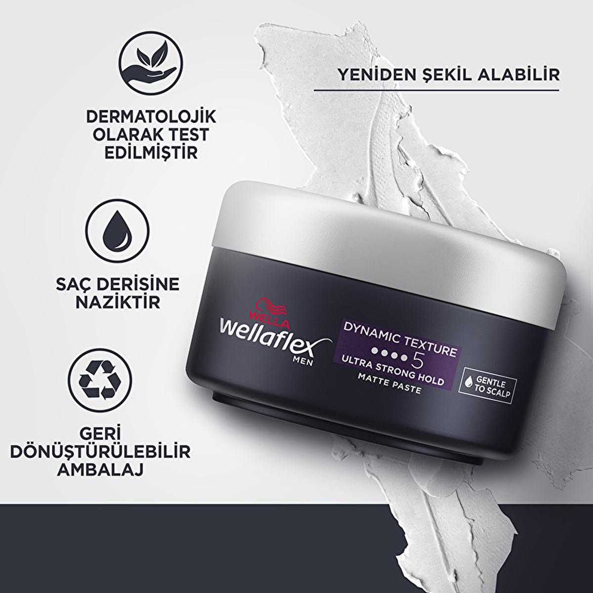 Wella Wellaflex Men's Dynamic Texture Matte Hair Paste - Ultra Strong Hold, Vegan Hair Wax for Long-Lasting Texturized Styles by Beauty Care Bag