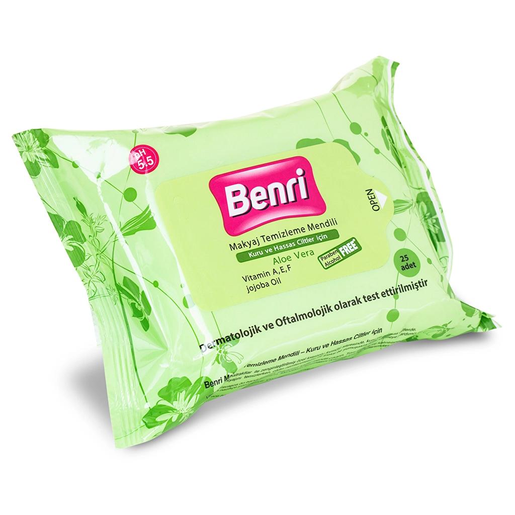 Benri Makeup Remover Wipes for Dry & Sensitive Skin 25 Count by Beauty Care Bag