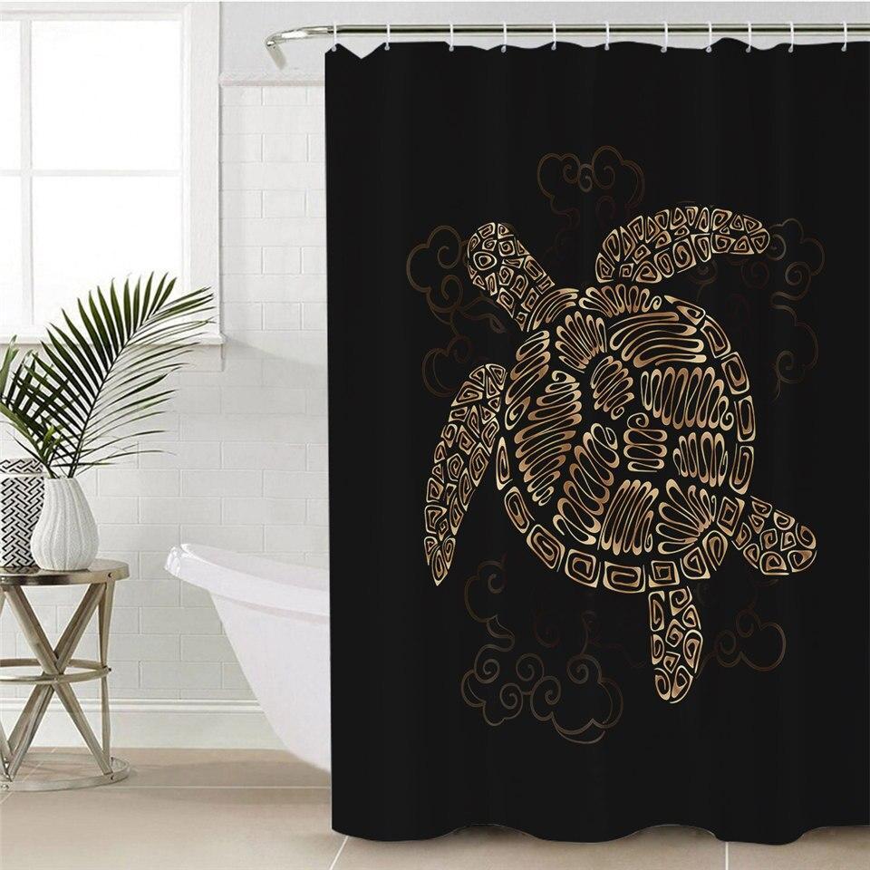Golden Turtle Shower Curtain by Amethyst Hera