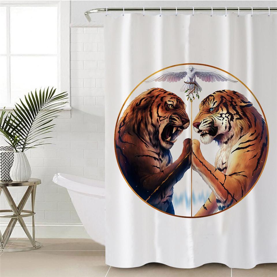 Tiger Peace Shower Curtain by Amethyst Hera
