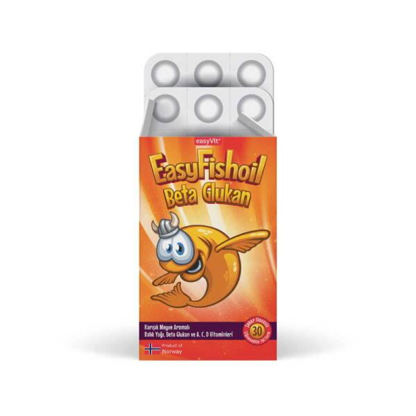 EasyFishoil Beta Glukan Children's Dietary Supplement - Sugar-Free Chewable Tablets with Vitamin A, D, E by Beauty Care Bag
