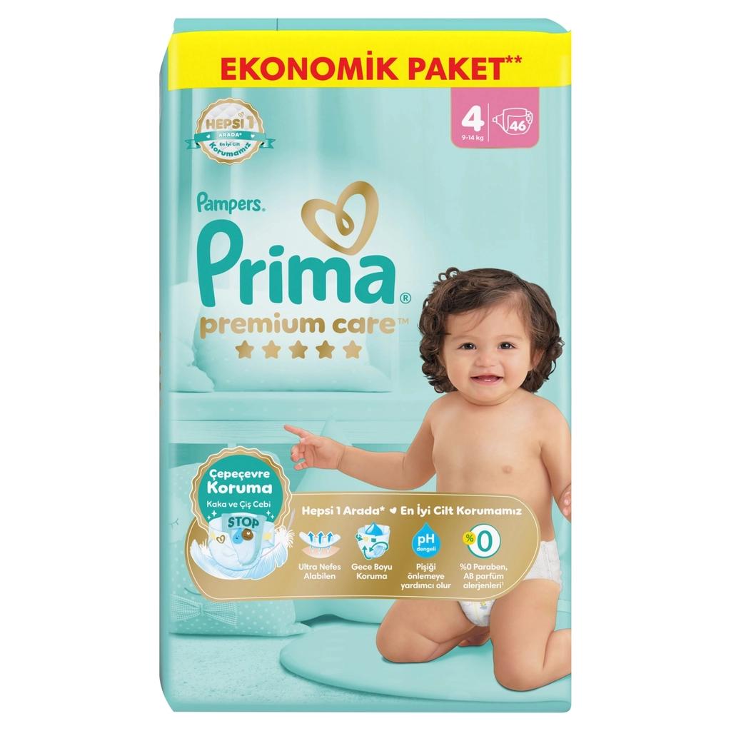 Prima Premium Care Size 4 Diapers Maxi Jumbo Pack 46 Count by Beauty Care Bag