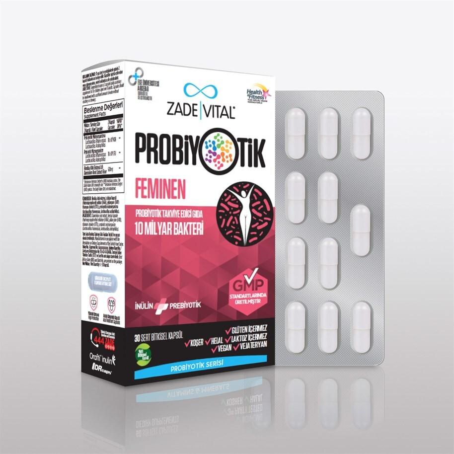 Zade Vital Probiyotik Feminen Probiotic Dietary Supplement for Women's Health - 30 Capsules by Beauty Care Bag