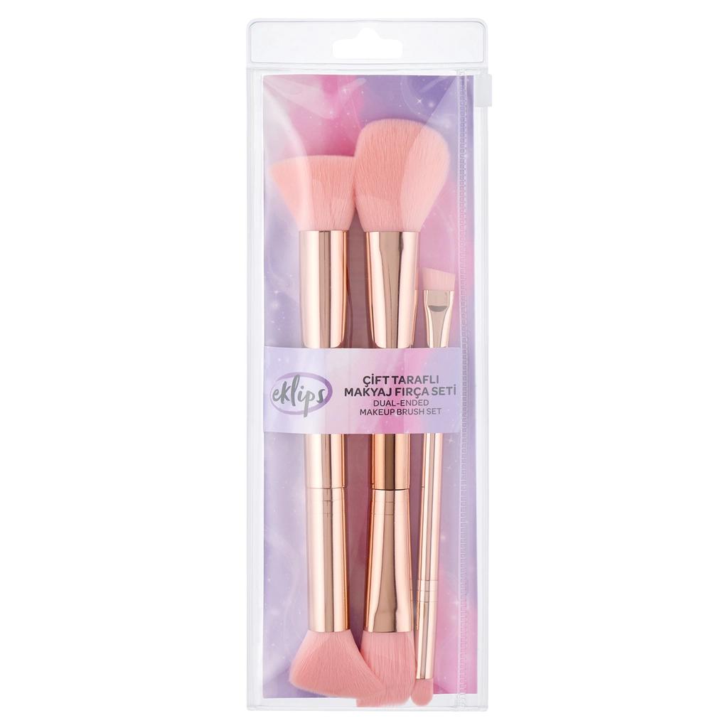 Eklips Double-Sided Makeup Brush Set for Seamless Blending by Beauty Care Bag