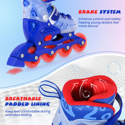 Kids Inline Skates with Light Up Wheels for Beginners Ages 9-14 by GBruno Store
