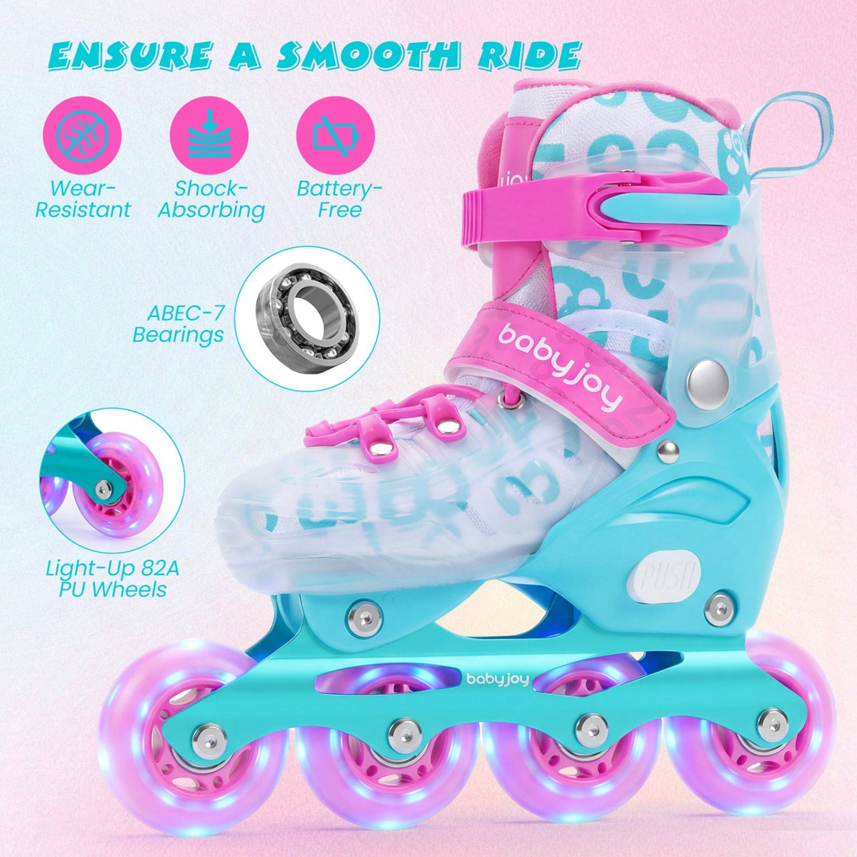 Kids Inline Skates with Light Up Wheels for Beginners Ages 9-14 by GBruno Store