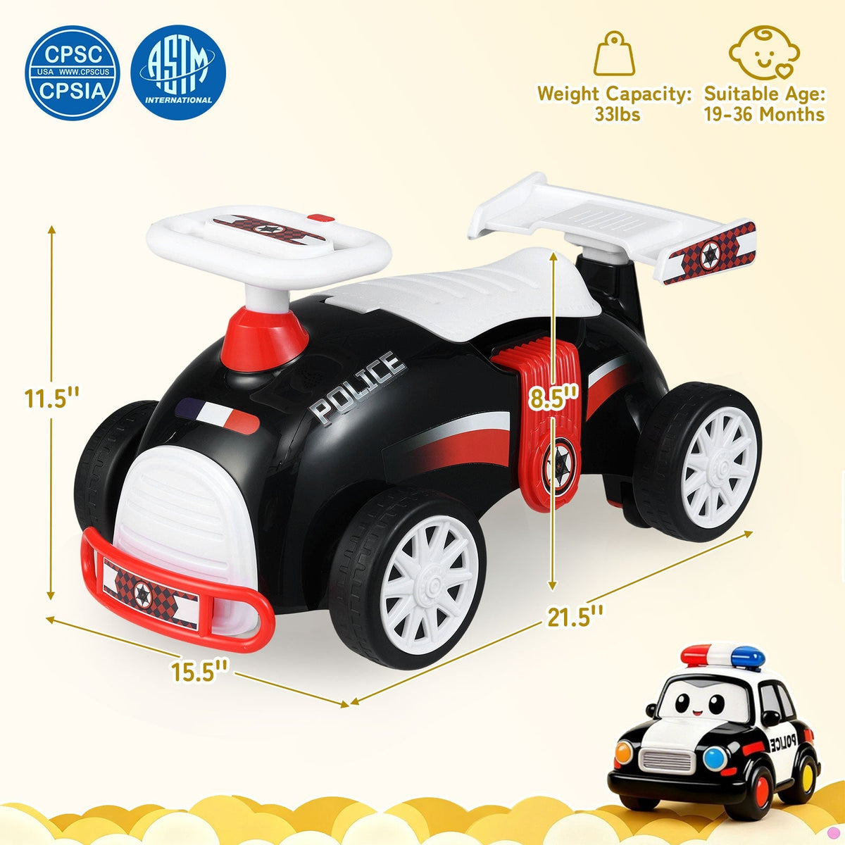 Kids Ride On Car Sliding Toy with Music and Under-Seat Storage by GBruno Store