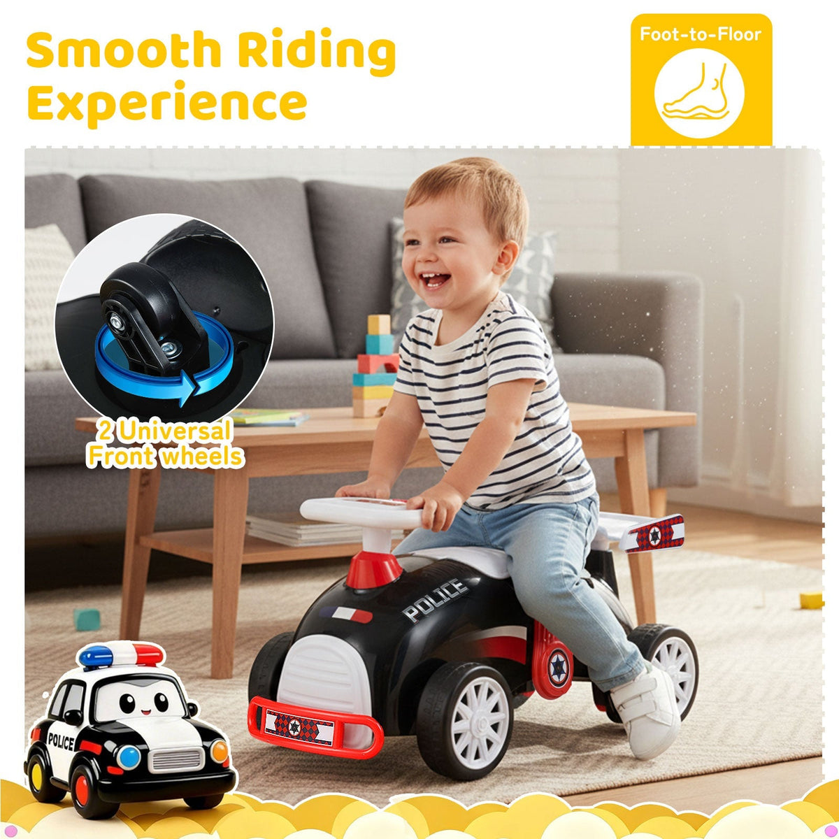 Kids Ride On Car Sliding Toy with Music and Under-Seat Storage by GBruno Store