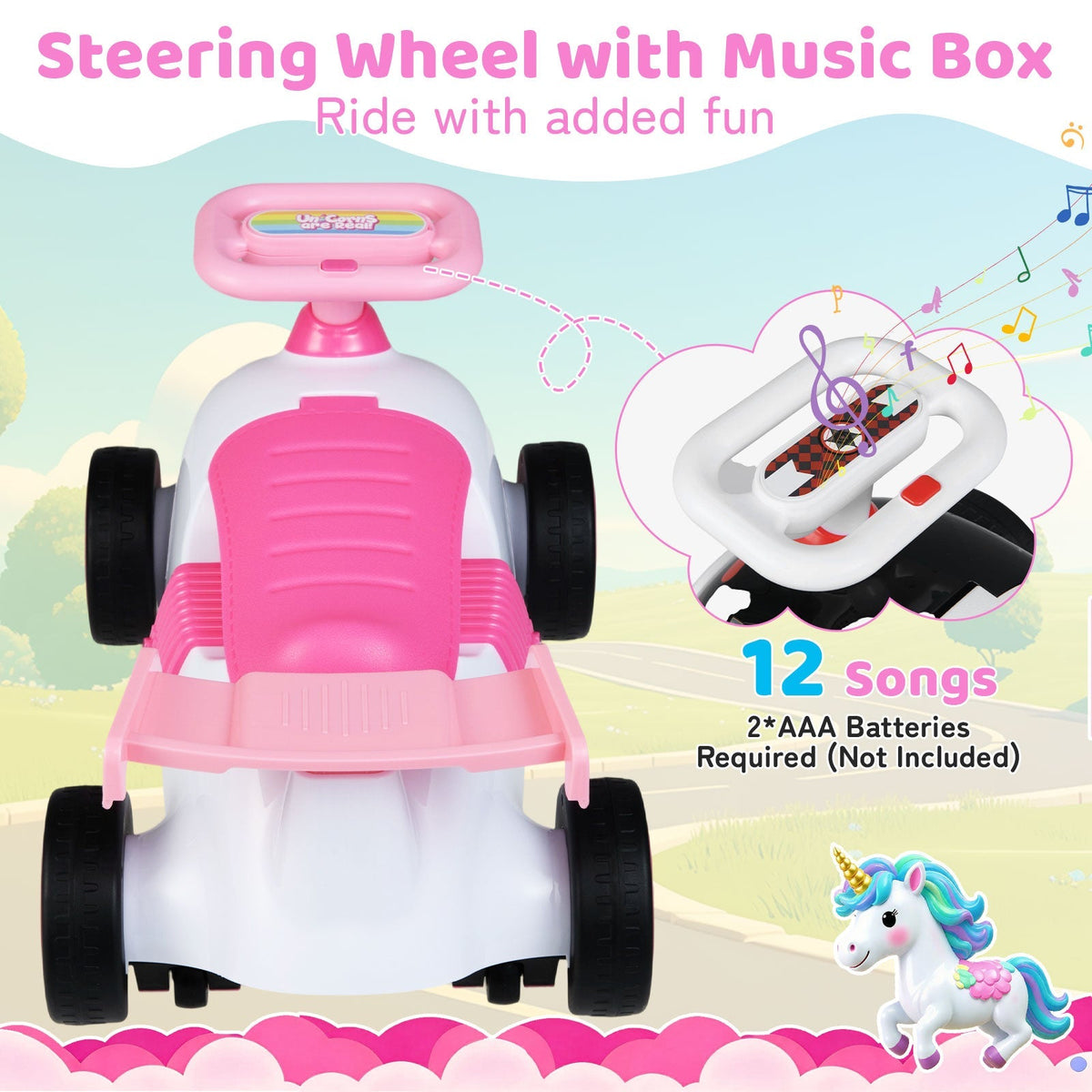Kids Ride On Car Sliding Toy with Music and Under-Seat Storage by GBruno Store