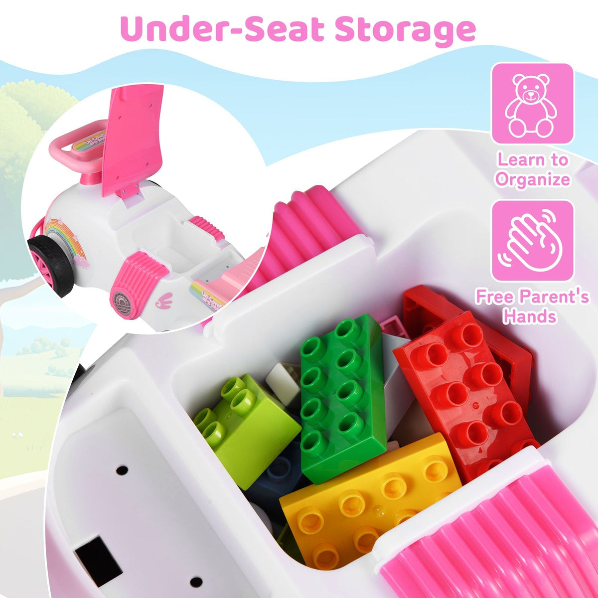 Kids Ride On Car Sliding Toy with Music and Under-Seat Storage by GBruno Store