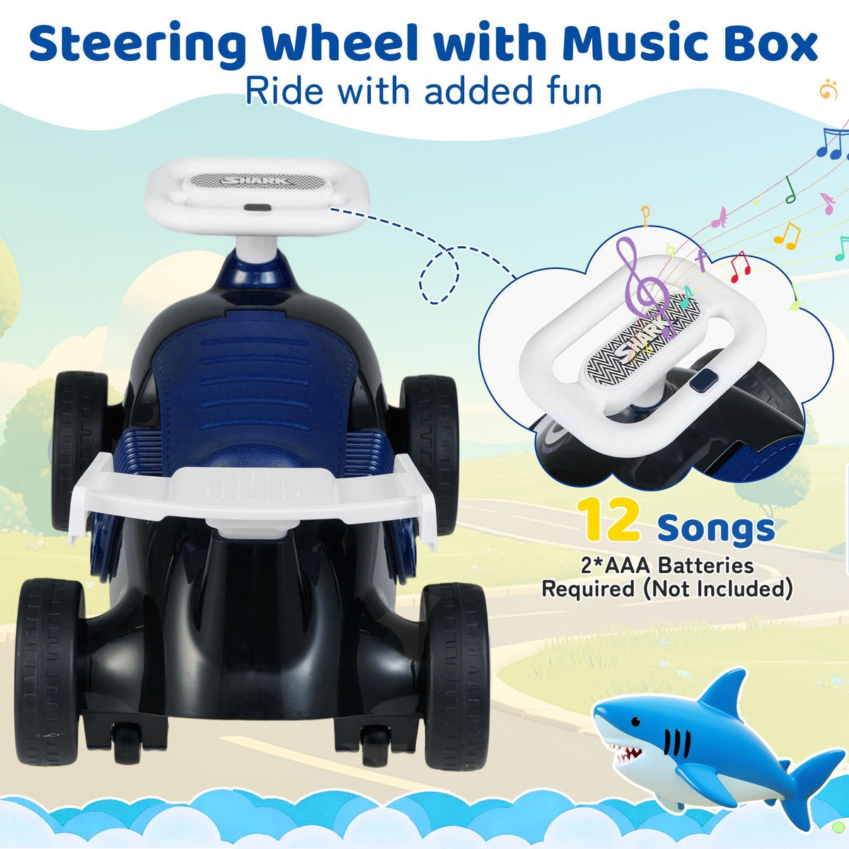 Kids Ride On Car Sliding Toy with Music and Under-Seat Storage by GBruno Store