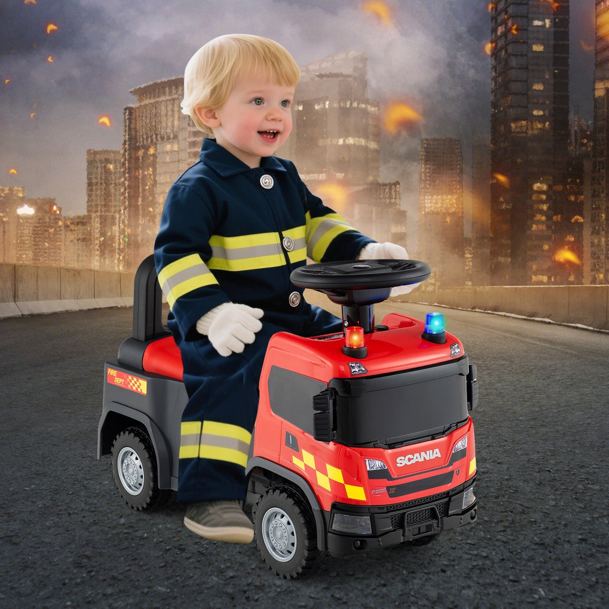 Kids Ride On Push Car Licensed SCANIA Truck Toy with Steering Wheel and Music by GBruno Store