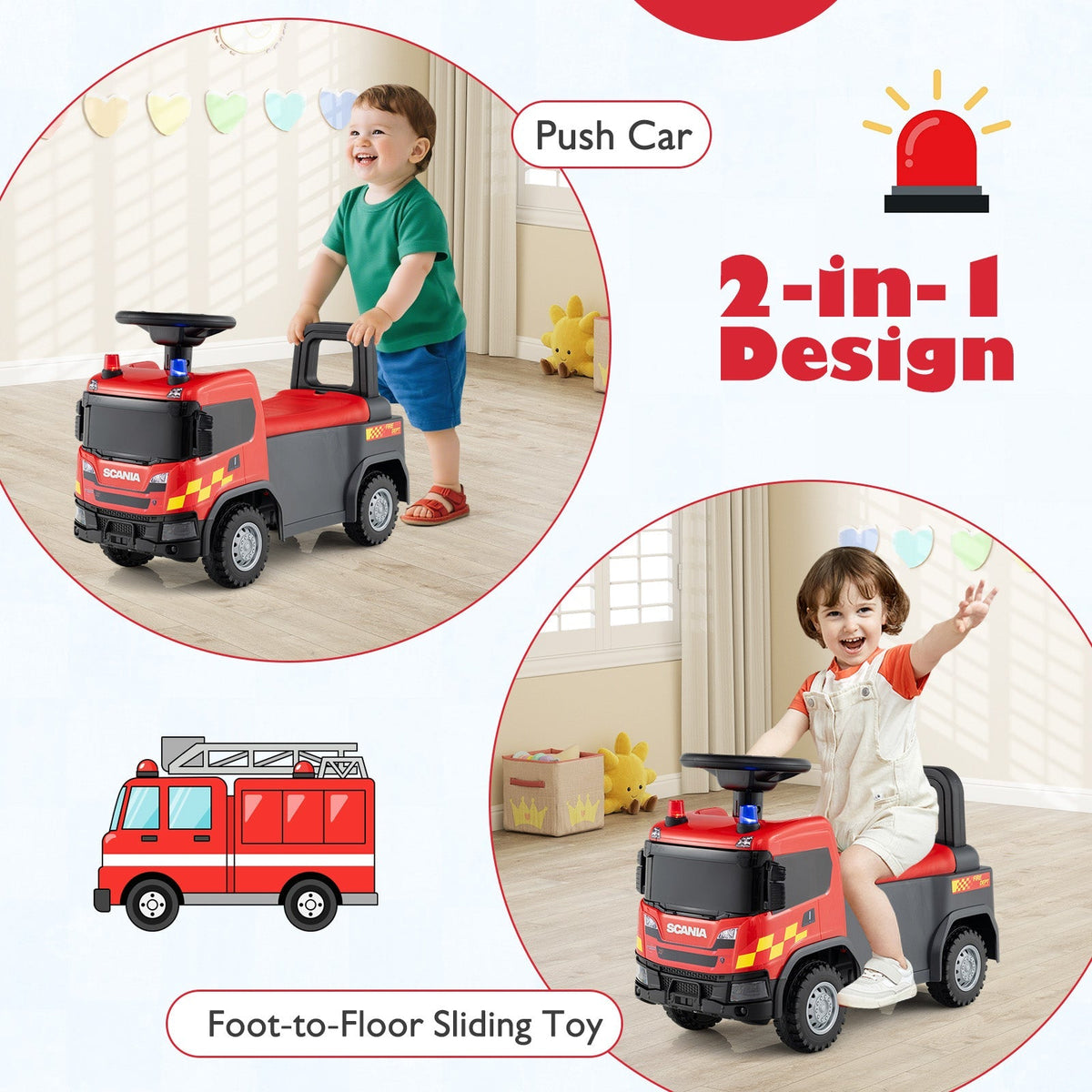 Kids Ride On Push Car Licensed SCANIA Truck Toy with Steering Wheel and Music by GBruno Store
