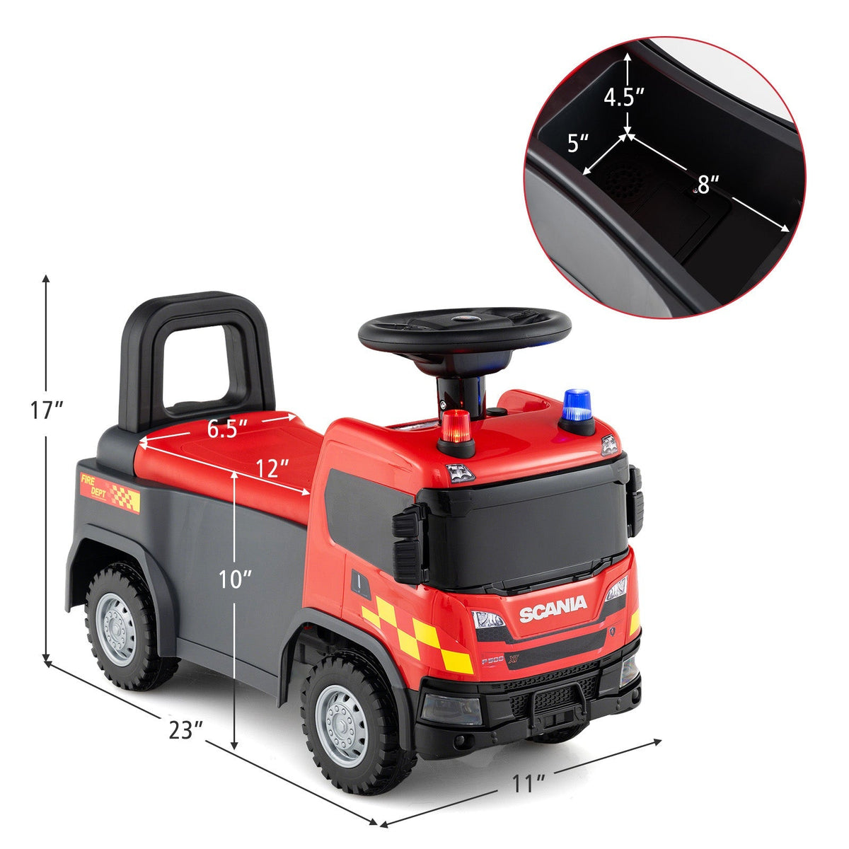 Kids Ride On Push Car Licensed SCANIA Truck Toy with Steering Wheel and Music by GBruno Store