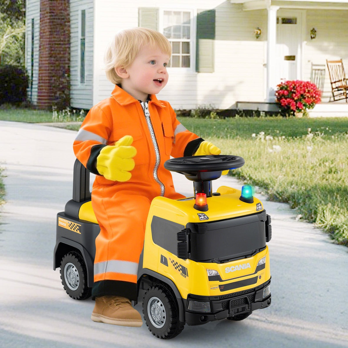 Kids Ride On Push Car Licensed SCANIA Truck Toy with Steering Wheel and Music by GBruno Store