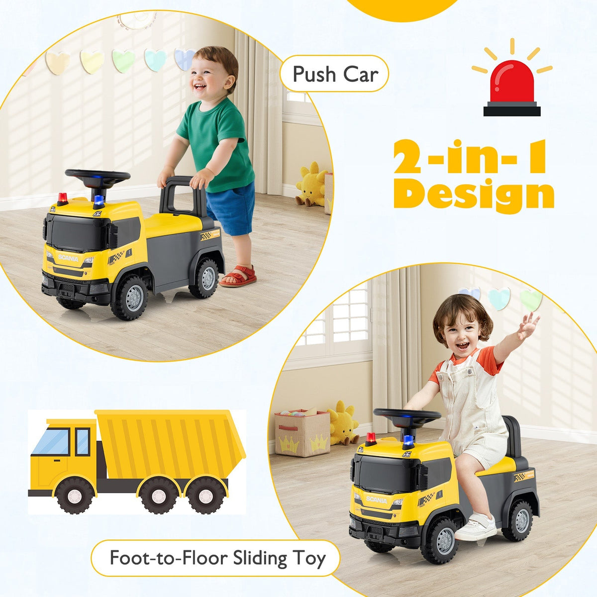 Kids Ride On Push Car Licensed SCANIA Truck Toy with Steering Wheel and Music by GBruno Store