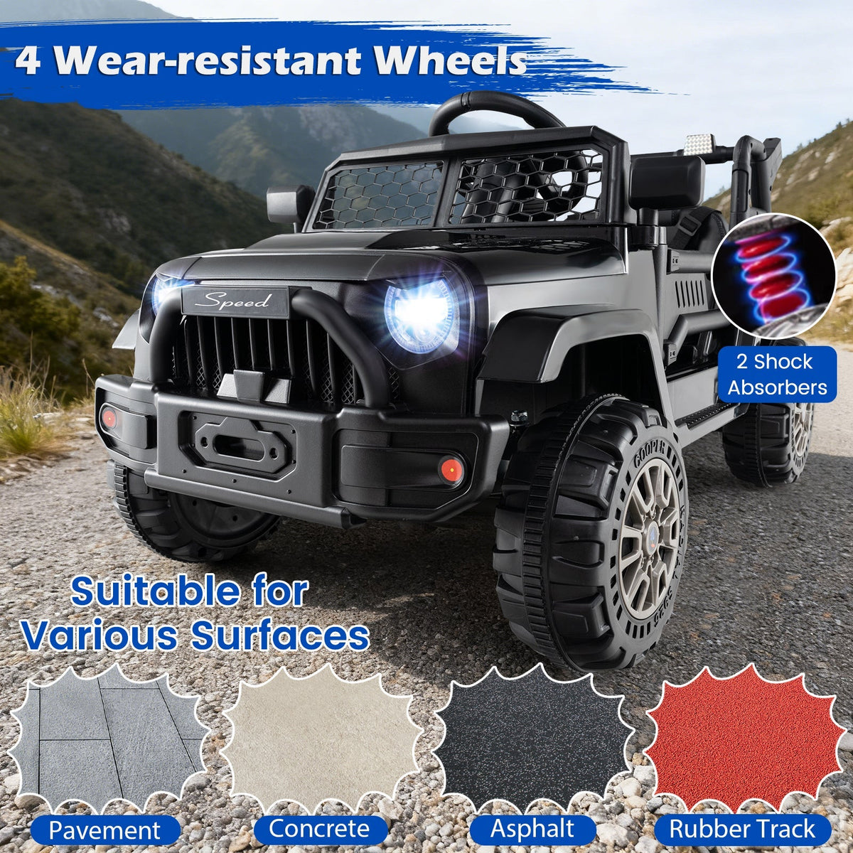 Kids Ride On UTV Car with Detachable Trailer 12V Battery Powered Ride On Truck by GBruno Store