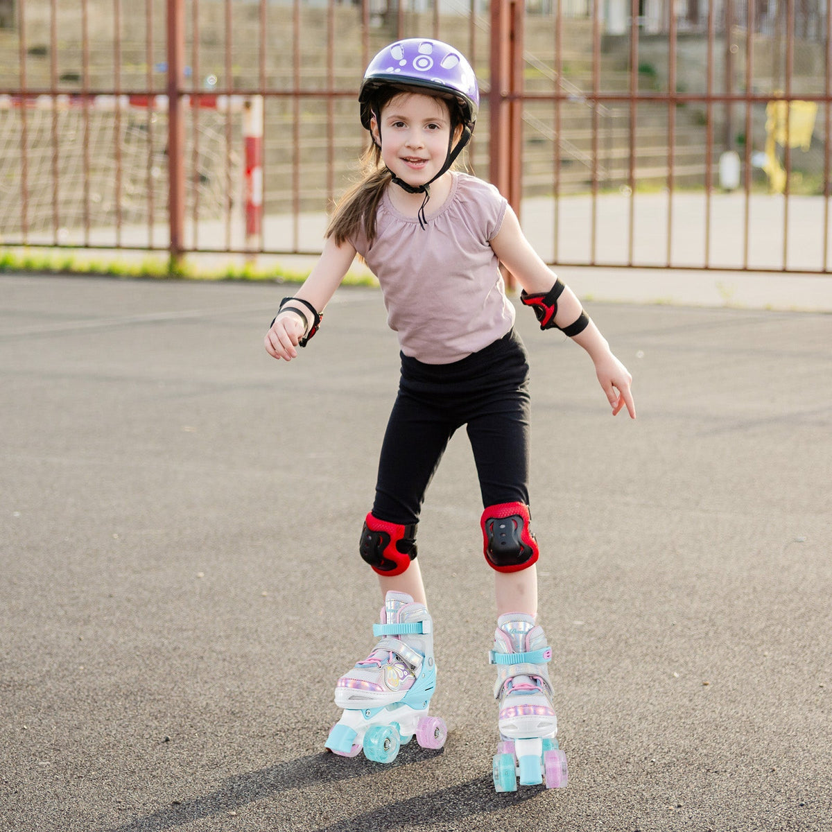 Kids Roller Skates 4 Sizes Adjustable Quad Skates with Light-up Wheels by GBruno Store