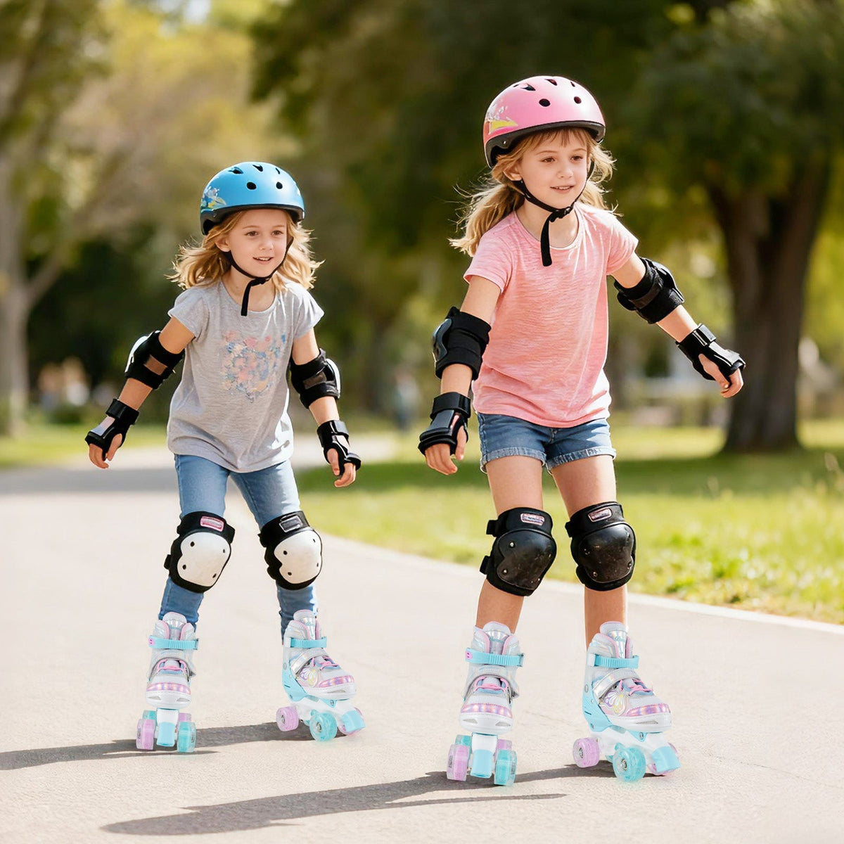 Kids Roller Skates 4 Sizes Adjustable Quad Skates with Light-up Wheels by GBruno Store