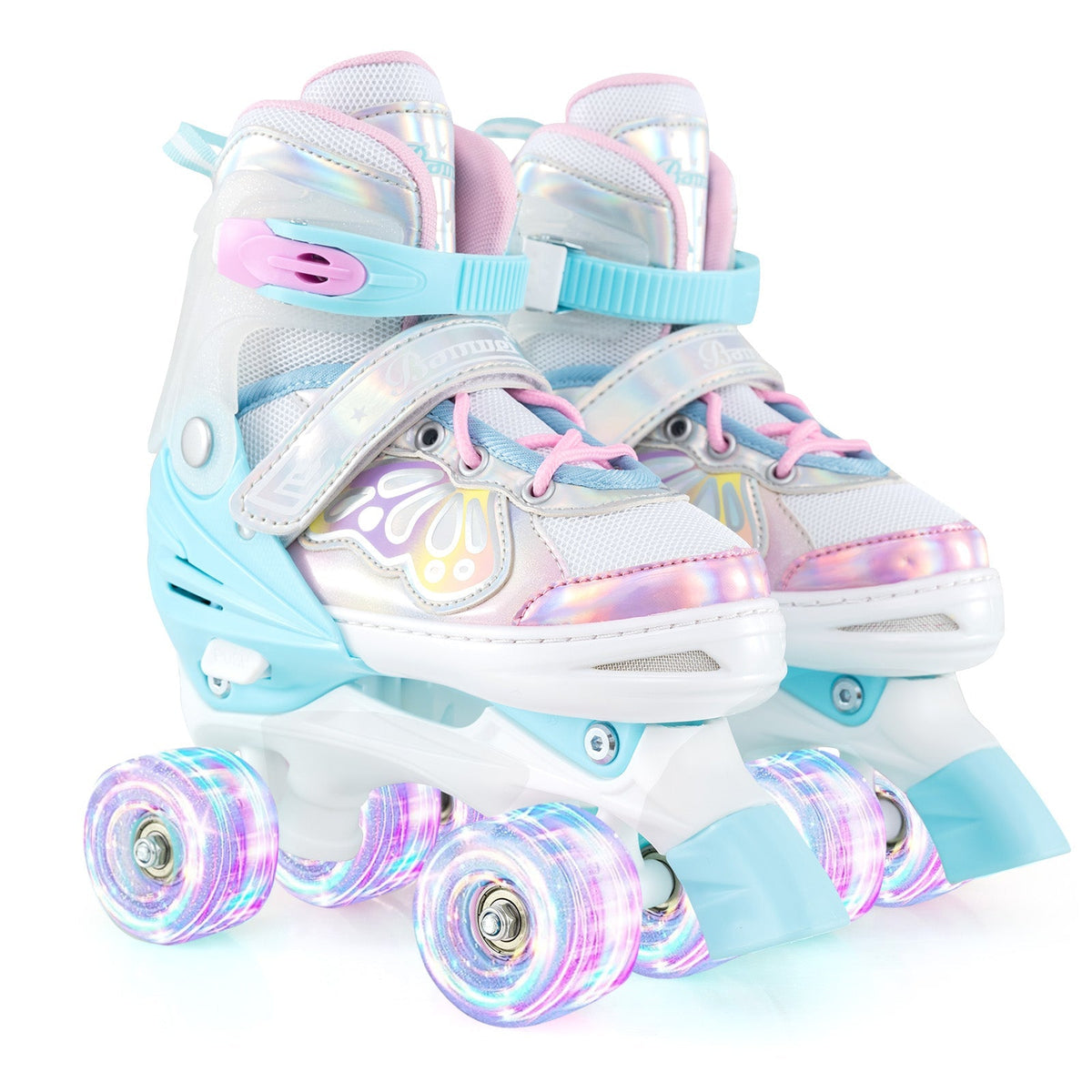 Kids Roller Skates 4 Sizes Adjustable Quad Skates with Light-up Wheels by GBruno Store