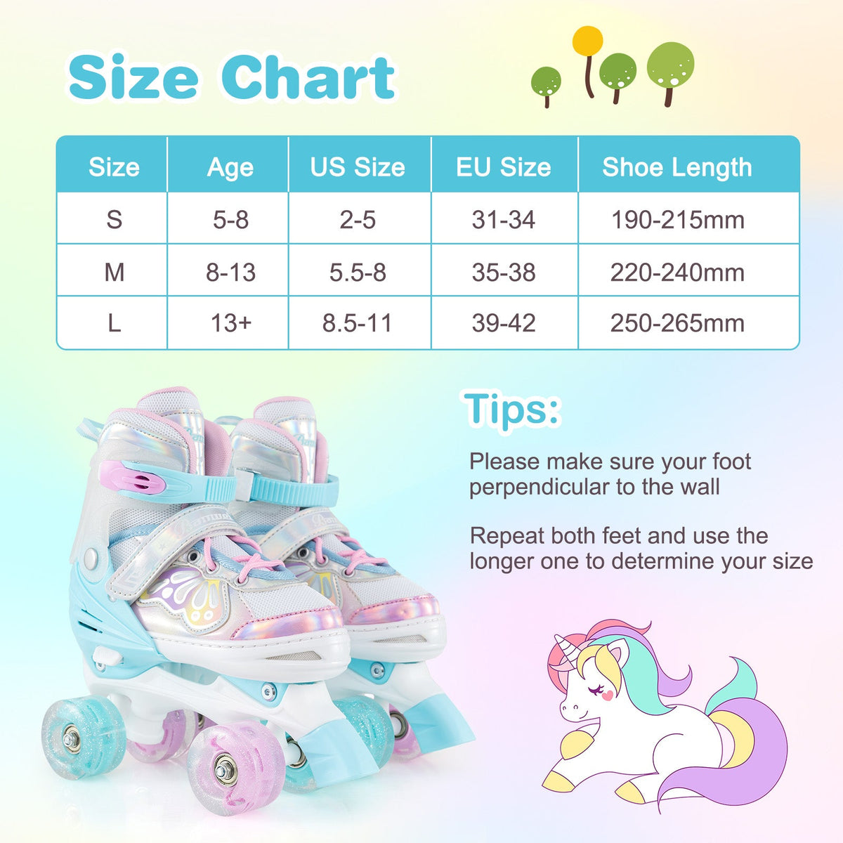 Kids Roller Skates 4 Sizes Adjustable Quad Skates with Light-up Wheels by GBruno Store