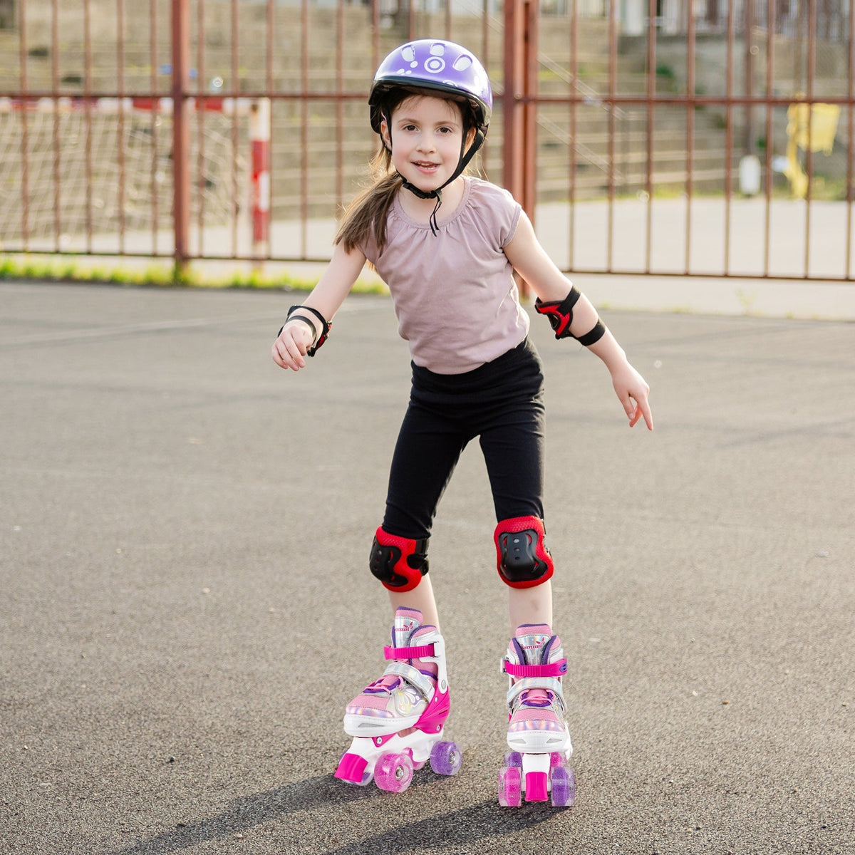 Kids Roller Skates 4 Sizes Adjustable Quad Skates with Light-up Wheels by GBruno Store