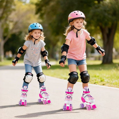 Kids Roller Skates 4 Sizes Adjustable Quad Skates with Light-up Wheels by GBruno Store