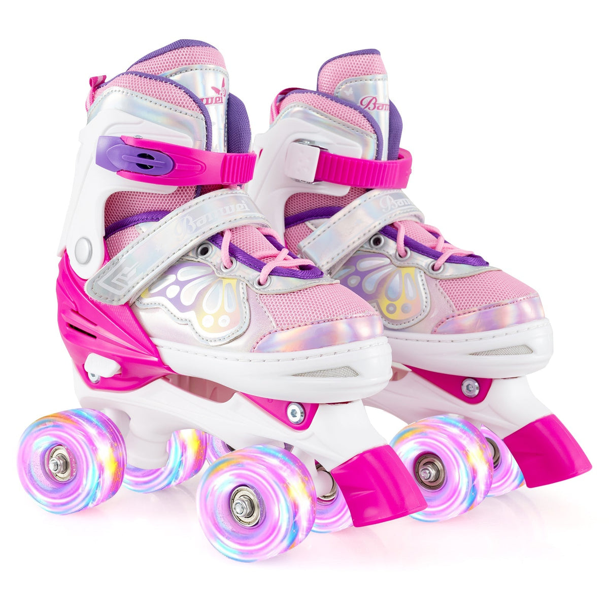 Kids Roller Skates 4 Sizes Adjustable Quad Skates with Light-up Wheels by GBruno Store