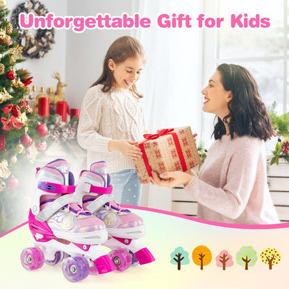 Kids Roller Skates 4 Sizes Adjustable Quad Skates with Light-up Wheels by GBruno Store
