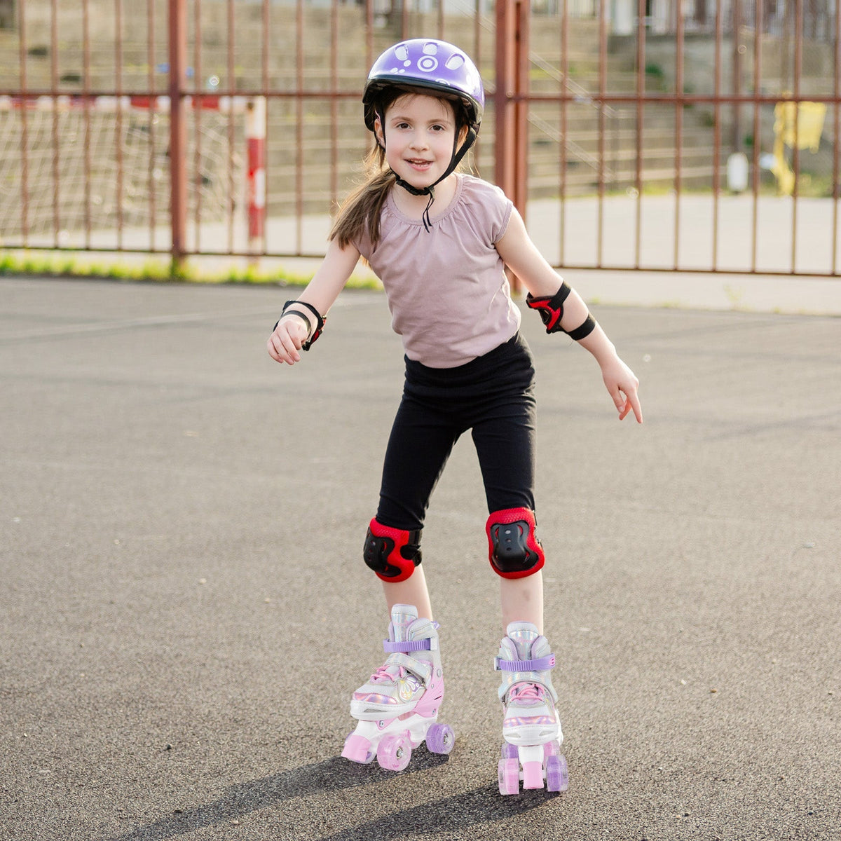 Kids Roller Skates 4 Sizes Adjustable Quad Skates with Light-up Wheels by GBruno Store