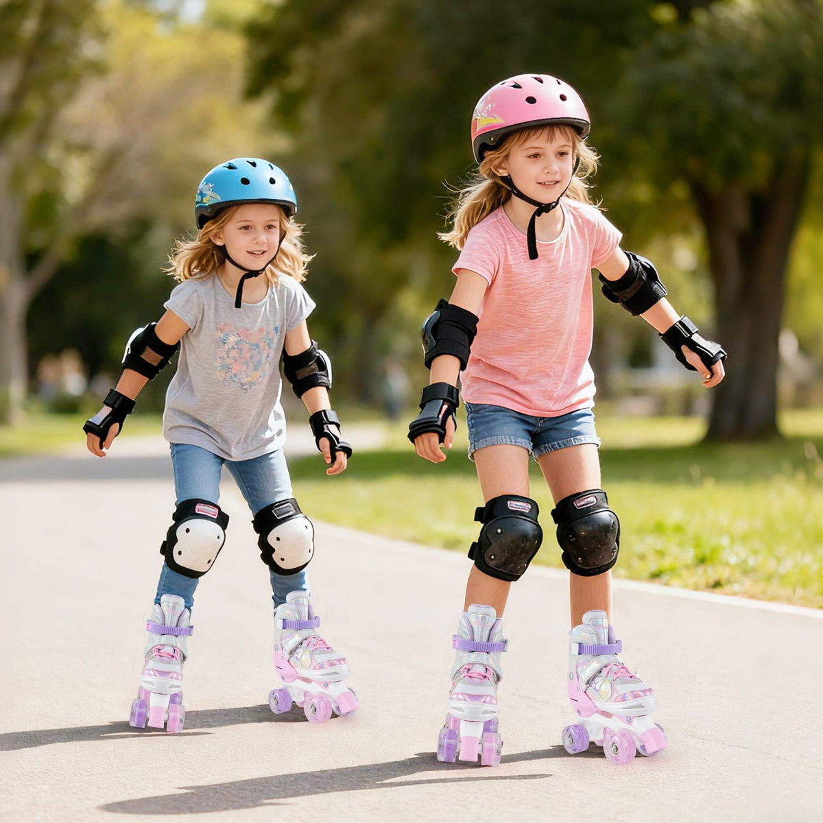 Kids Roller Skates 4 Sizes Adjustable Quad Skates with Light-up Wheels by GBruno Store