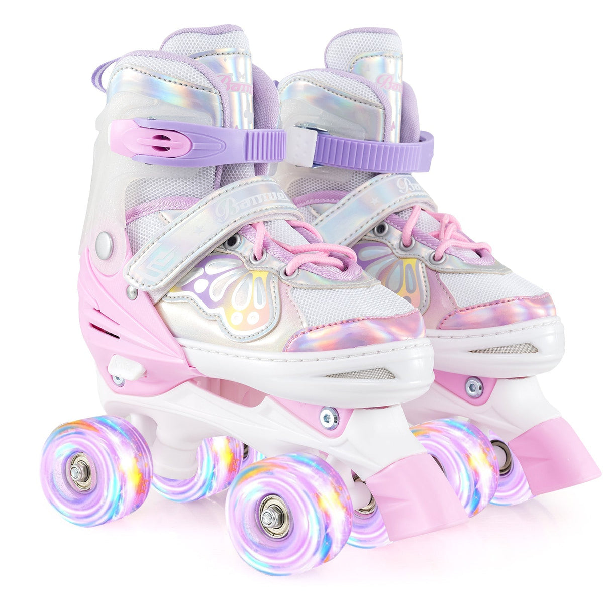 Kids Roller Skates 4 Sizes Adjustable Quad Skates with Light-up Wheels by GBruno Store