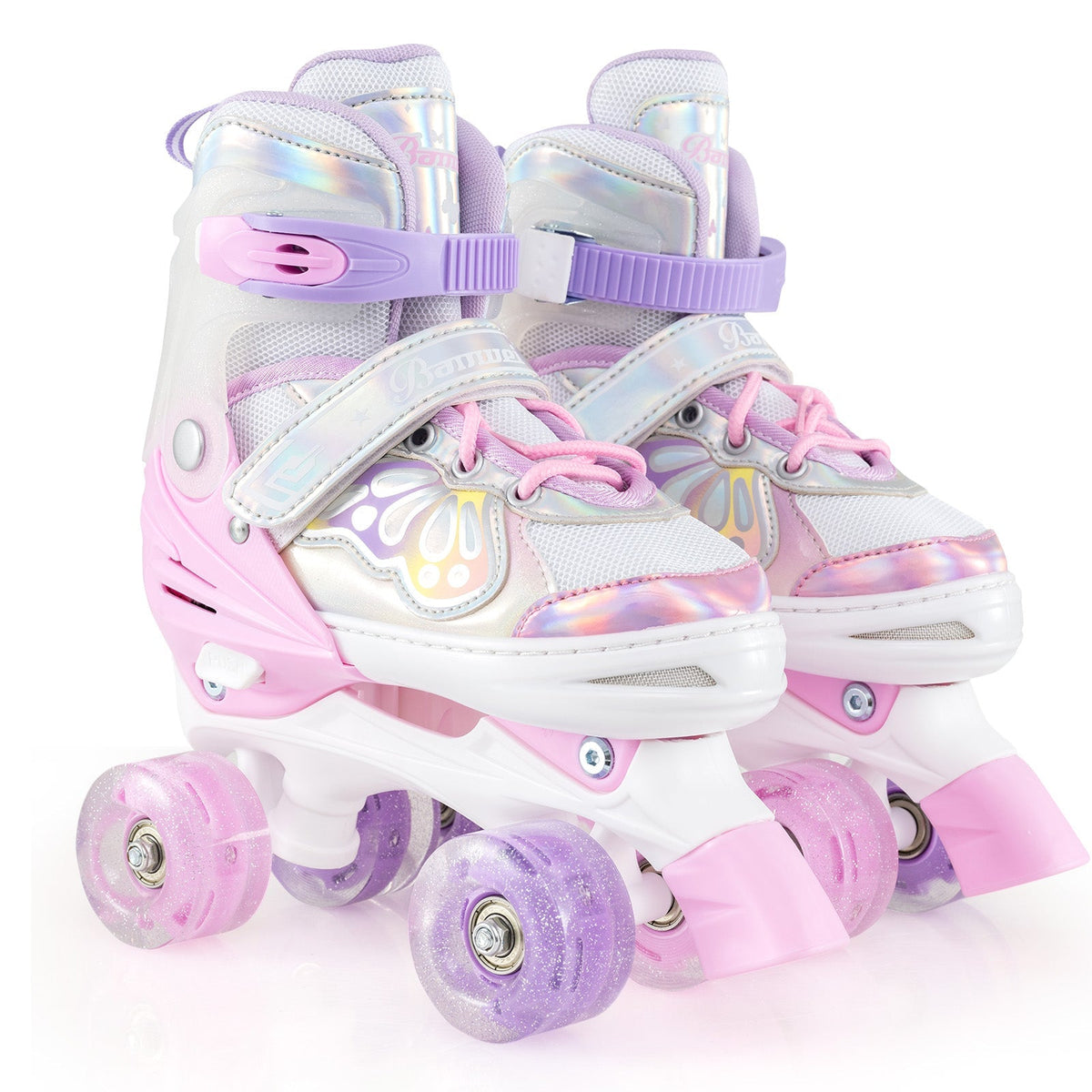 Kids Roller Skates 4 Sizes Adjustable Quad Skates with Light-up Wheels by GBruno Store