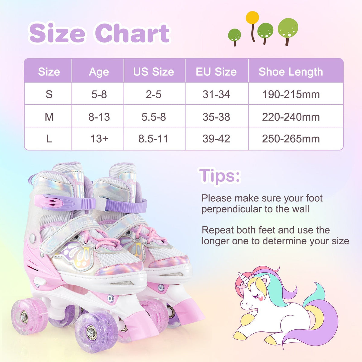 Kids Roller Skates 4 Sizes Adjustable Quad Skates with Light-up Wheels by GBruno Store
