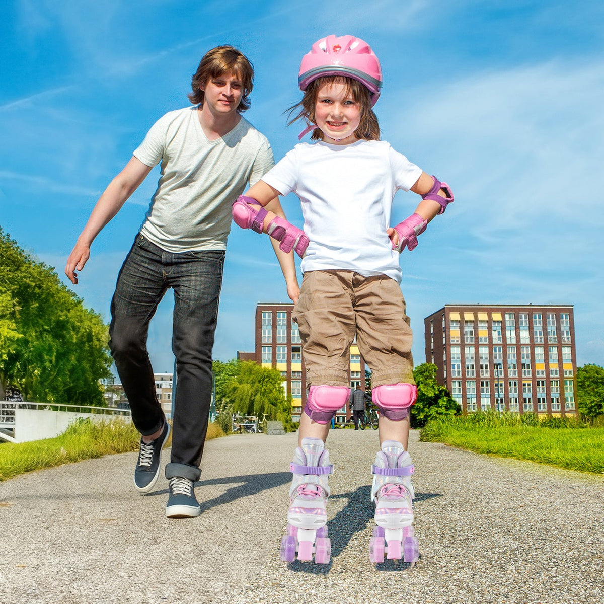 Kids Roller Skates 4 Sizes Adjustable Quad Skates with Light-up Wheels by GBruno Store