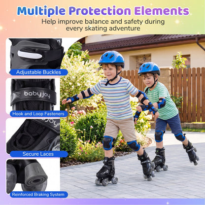 Kids Roller Skates for Girls Boys 4 Sizes Adjustable Quad Skates with Light-up Wheels by GBruno Store