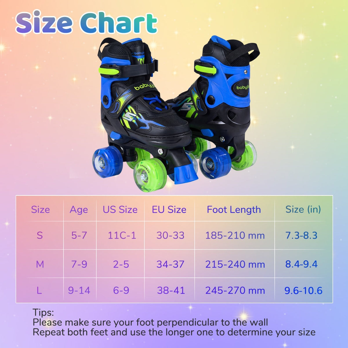Kids Roller Skates for Girls Boys 4 Sizes Adjustable Quad Skates with Light-up Wheels by GBruno Store