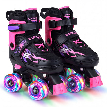 Kids Roller Skates for Girls Boys 4 Sizes Adjustable Quad Skates with Light-up Wheels by GBruno Store