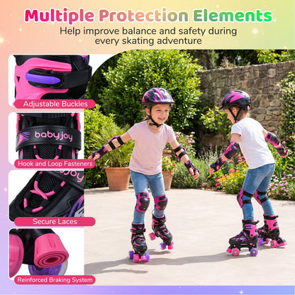Kids Roller Skates for Girls Boys 4 Sizes Adjustable Quad Skates with Light-up Wheels by GBruno Store