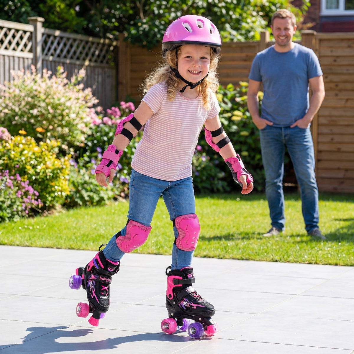 Kids Roller Skates for Girls Boys 4 Sizes Adjustable Quad Skates with Light-up Wheels by GBruno Store