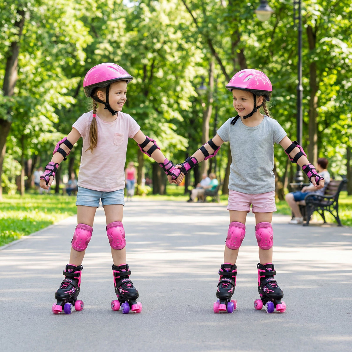 Kids Roller Skates for Girls Boys 4 Sizes Adjustable Quad Skates with Light-up Wheels by GBruno Store