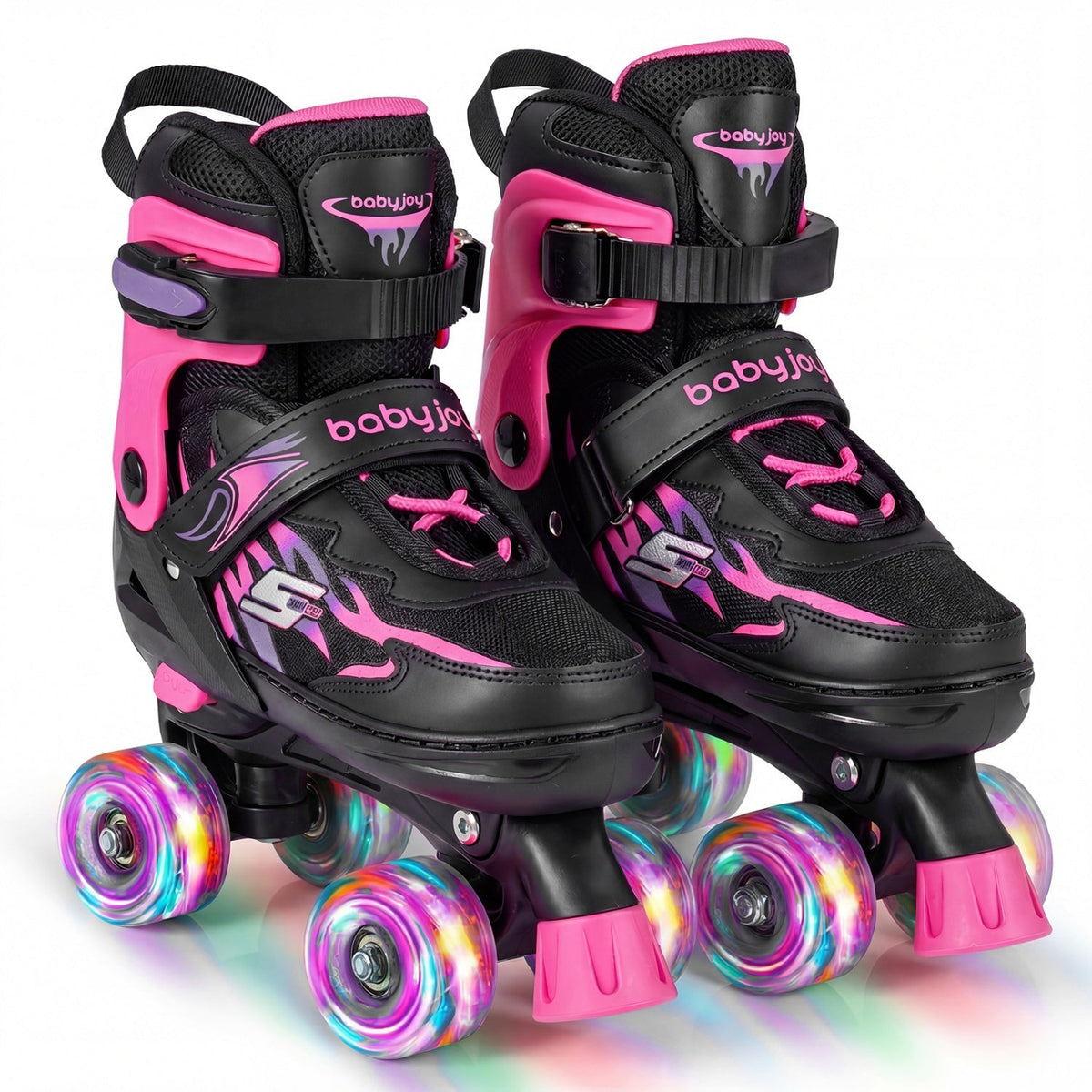 Kids Roller Skates for Girls Boys 4 Sizes Adjustable Quad Skates with Light-up Wheels for Outdoor by GBruno Store