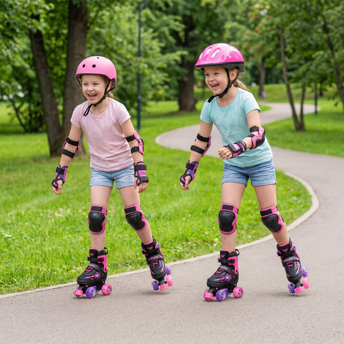 Kids Roller Skates for Girls Boys 4 Sizes Adjustable Quad Skates with Light-up Wheels for Outdoor by GBruno Store