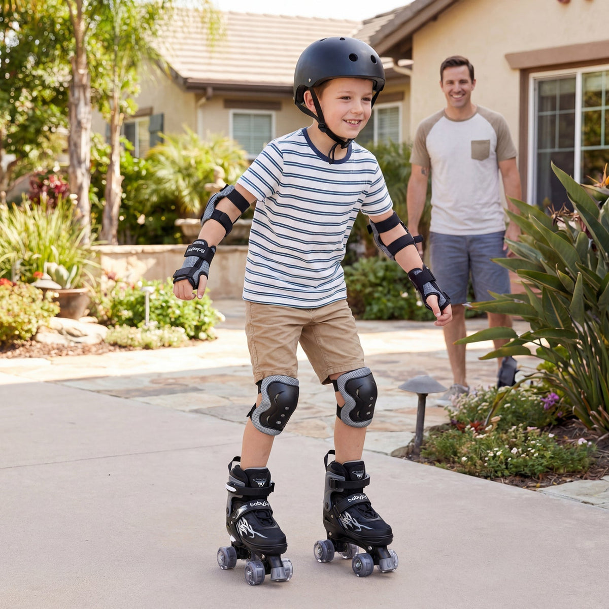 Kids Roller Skates for Girls Boys 4 Sizes Adjustable Quad Skates with Light-up Wheels for Outdoor by GBruno Store