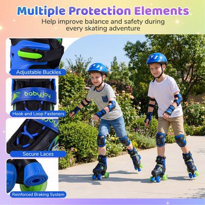 Kids Roller Skates for Girls Boys 4 Sizes Adjustable Quad Skates with Light-up Wheels for Outdoor by GBruno Store