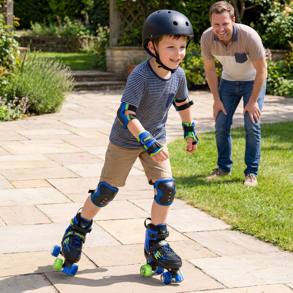 Kids Roller Skates for Girls Boys 4 Sizes Adjustable Quad Skates with Light-up Wheels for Outdoor by GBruno Store